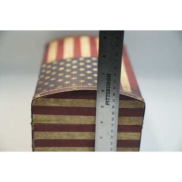 Vintage‎ American Flag Storage Chest Box Patriotic Decor 12"x7"x8" Rustic Metal - Picture 7 of 16